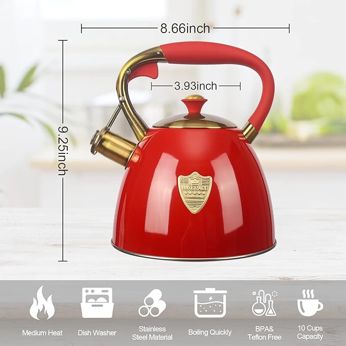 Tea Kettle -2.9 Quart Tea Kettles Stovetop Whistling Teapot Stainless Steel Tea Pots for Stove Top Whistle Tea Pot