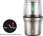 DR MILLS DM-7412M Stainless Steel Electric Dried Spice and Coffee Grinder,2 in 1 Wet and Dry, Removable Cups, Dishwasher Safe