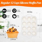 Silicone Muffin Pan, with Metal Reinforced Frame 2.8 Inch Regular Size Silicone Cupcake Pan Nonstick 12 Cups for Baking Homemade Muffins, Cupcakes, Egg Bites 2 Pack Dishwasher Safe BPA Free