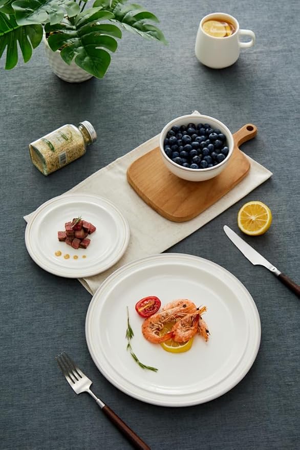 10.5-inch Porcelain Dinner Plate Set of 6 - Microwave, Oven and Dishwasher Safe, Scratch Resistant. (Cozy Gray)