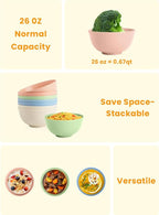 Homienly Wheat Straw Bowls, Unbreakable Cereal Bowls Microwave Safe, 8 PCS Lightweight Stackable Snack & Soup Bowls for Kitchen, Camping, Party, Dishwasher Safe Plastic Bowl Alternative (Light, 26oz)