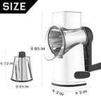 VEKAYA Cheese Grater, Cheese Grater Hand Crank, 4 Interchangeable Blades Cheese Shredder, Vegetable Slicer, Non-slip Suction Base, Easy to Clean Rotary Grater with Handle (White)