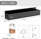 PMMASTO Adhesive Acrylic Spice Rack Organizer for Wall with Nano Double Sided Tape, Spice Shelf Organization for Kitchen Cabinet Door/Pantry Door, Wall Mount Seasoning Rack (Black - 4 Pack)