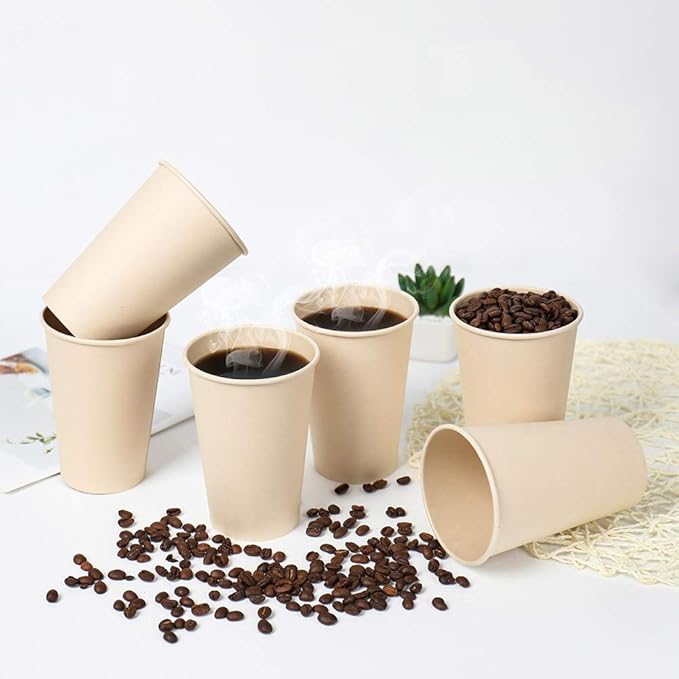 160 Count 15 oz Disposable Coffee Cups Paper Cups, Plant Fiber Cups Brown Hot Cups Hot Tea hot Drink Water cups