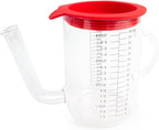 Fox Run Gravy and Fat Separator, with Measurements and Strainer, Glass, 1 Liter, Red and Clear