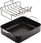 KitchenAid Hard Anodized Roasting Pan/Roaster with Removable Rack, 13 Inch x 15.75 Inch - Matte Black