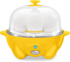 Elite Gourmet Easy Electric 7 Egg Capacity Soft, Medium, Hard-Boiled Cooker Poacher, Scrambled, Omelet Maker with Auto Shut-Off and Buzzer, BPA Free