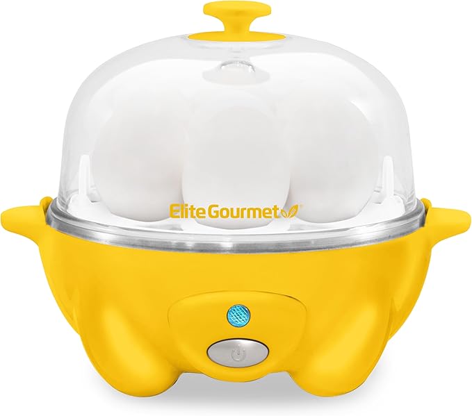 Elite Gourmet Easy Electric 7 Egg Capacity Soft, Medium, Hard-Boiled Cooker Poacher, Scrambled, Omelet Maker with Auto Shut-Off and Buzzer, BPA Free