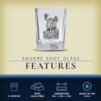 Heritage Pewter Moose Square Shot Glass | Hand-Sculpted 1.5 Ounce Shot Glass | Intricately Crafted Metal Pewter Inlay