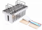 20PCS Commercial Popsicle Molds Heavy Duty Stainless Steel Popsicle Maker Kit with Brush & Sticks, 85g Capacity per Slot, DIY Yogurt Ice Cream Tools for Home Restaurants (Flat Head Double Groove)