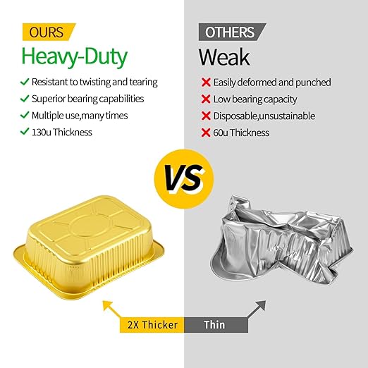 40 Pack 3 LB Aluminum Foil Pans with Lids Heavy Duty, 48 Ounce 8.7"×6.6"×2.4" Aluminum Food Containers with Lids, Disposable Tin Foil Pans for Baking, Meal Prep, Freezer, Heating and Takeout
