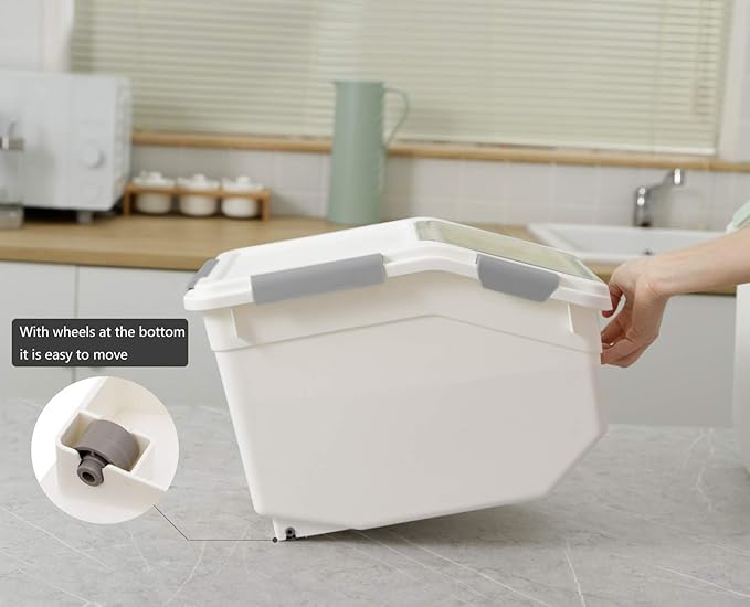 LISM 2 Pack Dog Food Storage Container with Scoop,Large Airtight Pet Dog Food Bin,Container for Dog Treats Rice,Dog Cat Dry Food Bin,Baking Supplies,Flour,Rice,Kitchen Pantry Cereal(10 LB)