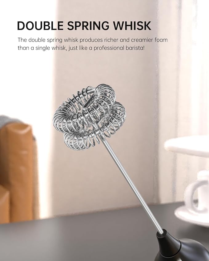 CIRCLE JOY Powerful Milk Frother Handheld with 3-Speed, Coffee Frother Wand Rechargeable Mini Drink Mixer with 2 Stainless Steel Whisk for Matcha, Hot Chocolate, Cappuccino,& Egg Mini Frother