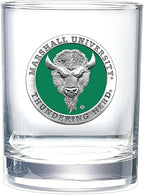 Heritage Pewter Marshall University Thundering Herd Double Old Fashion | Double Rocks Glass 14 OZ for Liquor | Expertly Crafted Pewter Glass