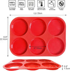 Walfos Silicone Muffin Top Pans for Baking 4inch Jumbo Size, Perfect Results Premium Non-Stick Bakeware Egg Baking Pan, Great for Eggs, Hamburger Bun, Muffin Top and More, Food Grade & BPA Free, 1pc