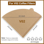 Coffee Filters, Size 02 Unbleached Cone Filters, 200 Count Disposable Natural Paper Filters 2-4 Cup, 02 Cone For Pour Over and Drip Coffee Maker