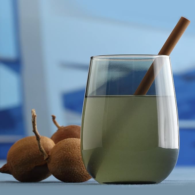 LAV Multicolor Stemless Wine Glasses Set of 6 - Drinking Cups 16 oz - Multicolor Glass Wine Tumblers - Colorful Glass Cups for Families - Drinking Glasses for Water, Juice, Beverages