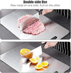 Stainless Steel Cutting Board for Kitchen, 304 Double Sided Heavy Duty Chopping Board, Food-Grade Titanium Board for Meat, Fruit, Vegetables, Baby Food, 15x11in