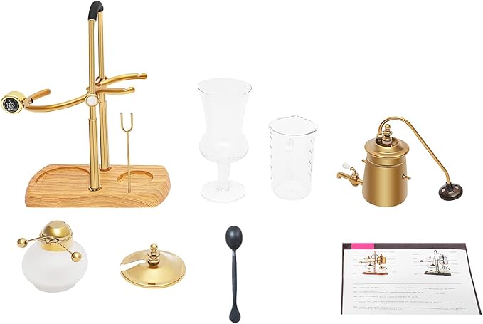 Vintage Siphon Coffee Maker, 13.53 OZ Capacity Coffee Machine with Handle, Luxury Gold Coffee Pot with Base for Kitchens Coffee Shops Commercial and Domestic Use