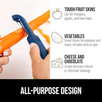 GORILLA GRIP Patented BPA-Free Sharp Stainless Steel Swivel Vegetable Peeler, Comfortable Handle Potato Peelers, Smooth Peeling, Peel Carrots Apple, Includes Blade Cover, Kitchen Tool, Blue