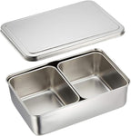 TIKUSAN Stainless Steel Seasoning Container Yakumi Pan Spice Storage Box Tray with Lid Medium Size Made in Japan (2 Containers)