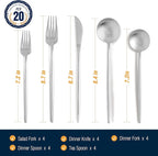 BirdyFly Silverware Set, 20 Piece Stainless Steel Flatware Set Service for 4, Cutlery Set, Include Knives/Forks/Spoons, Dishwasher Safe