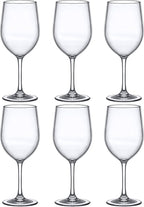 Amazing Abby - Clara - 12-Ounce Unbreakable Tritan Wine Glasses (Set of 6), Plastic Wine Glasses, Reusable, BPA-Free, Dishwasher-Safe, Perfect for Poolside, Outdoors, Camping, and More