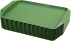Plastic Fast Food Serving Tray,16.95 by 11.82-Inch,Set of 12 (Green)