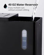 Single Serve Coffee Maker – Hot & Iced, K Cup & Ground Compatible, Reusable Pod Filter, 6–16oz Brew Sizes, 40oz Water Tank, Easy-to-Use, Black