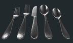 Matte Silverware Set, 18/10 Stainless Steel Satin Flatware, Modern Brushed Finish Cutlery, Dishwasher Safe & Durable, Built to Last (40-Piece, Fidenza Hammered)