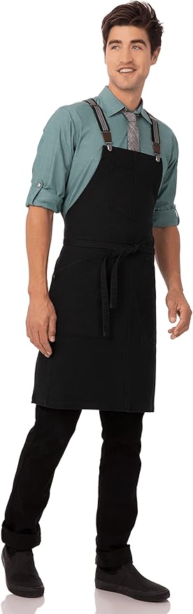 Chef Works Unisex Berkeley Bib Apron, Jet Black, One Size