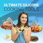 Silicone Egg Flipper Spatula Tongs (Set of 1) – Non-Stick 2-in-1 Grip & Flip Kitchen Tongs for Pancakes, Fish, Eggs, and More – Heat Resistant Cooking Tool (Black) (Black)