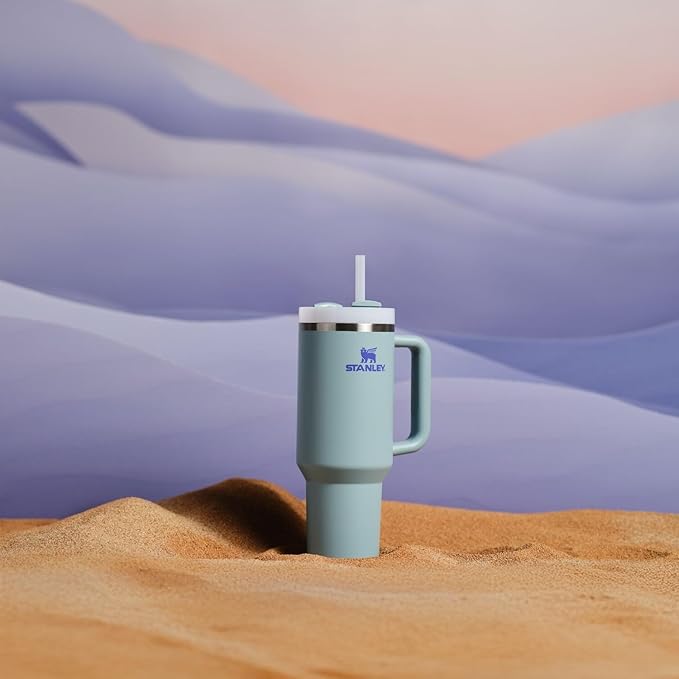 STANLEY Quencher H2.0 Tumbler with Handle and Straw 40 oz | Flowstate 3-Position Lid | Cup Holder Compatible for Travel | Insulated Stainless Steel Cup | BPA-Free | Exclusive Blue Cactus