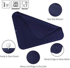 Silicone Dish Drying Mat for Multiple Usage,Easy clean,Eco-friendly,Heat-resistant Silicone Mat for Kitchen Counter or Sink,Refrigerator or Drawer Liner Navy Blue 2XL 24 inches x 18 inches