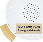 Metal Colander with Wood Handle and Stable Base, Powder Coated Steel Kitchen Strainer Basket for Draining Pasta, Vegetable and fruit (5.5quart,Matte White)