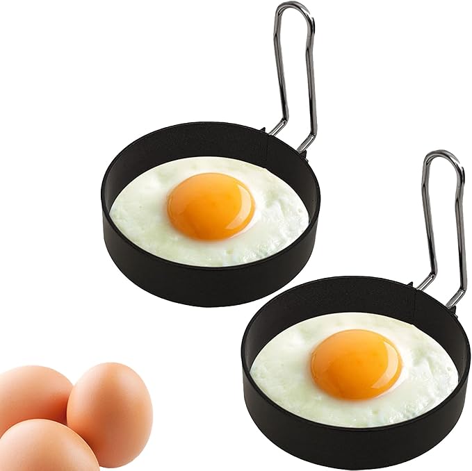 Non-Stick Egg Ring,Stainless Steel Ring for Frying Eggs,Round Mold,Shaping Eggs,Round Fried Egg Mold Household,Cooking Tools for Breakfast（2 Pack)