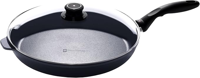 Swiss Diamond Frying Pans Nonstick with Lid, Features Nonstick Diamond Coated Aluminum Skillets and Oven Safe Frying Pans with Lids, Cover Included, 12.5 Inch