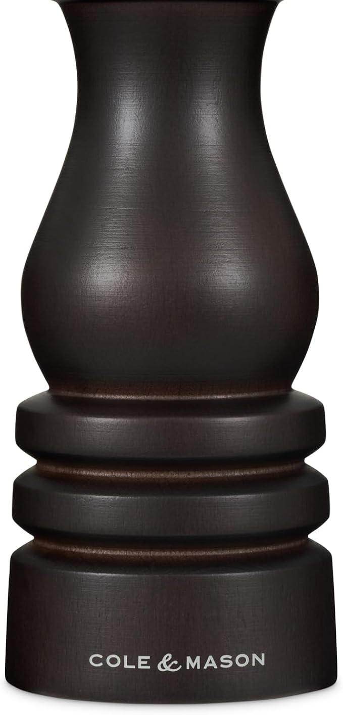 Cole & Mason London Refillable Spice Mill - Kitchen & Home Accessory - Table Black Pepper Grinder - Pepper Mill with Carbon Steel Mechanism - 7", Chocolate Wood