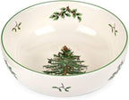 Spode Christmas Tree Individual Fruit Bowl - 7 Inch Porcelain Oatmeal, Salad, Soup, Cereal, Breakfast, Dessert Bowl - Durable, Stackable, Microwave & Dishwasher Safe - Decorative Holiday Design