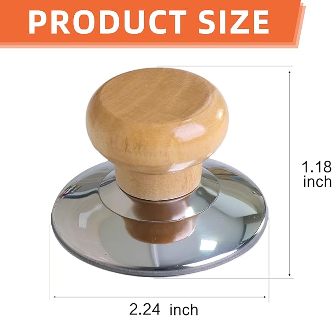3 Pac Pot Lid Wood Knob, Universal Pot Lid Replacement Knobs,tempered glass pot lid pan cover with wood knob kitchen cooking-Great for Slow Cookers, Skillets and Kitchen Cookware Covers,