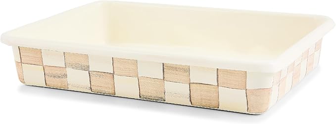 MACKENZIE-CHILDS Enamel Baking Pan for Oven, Rectangular Oven Pan, 9" x 13", Brown-and-White Mocha Check
