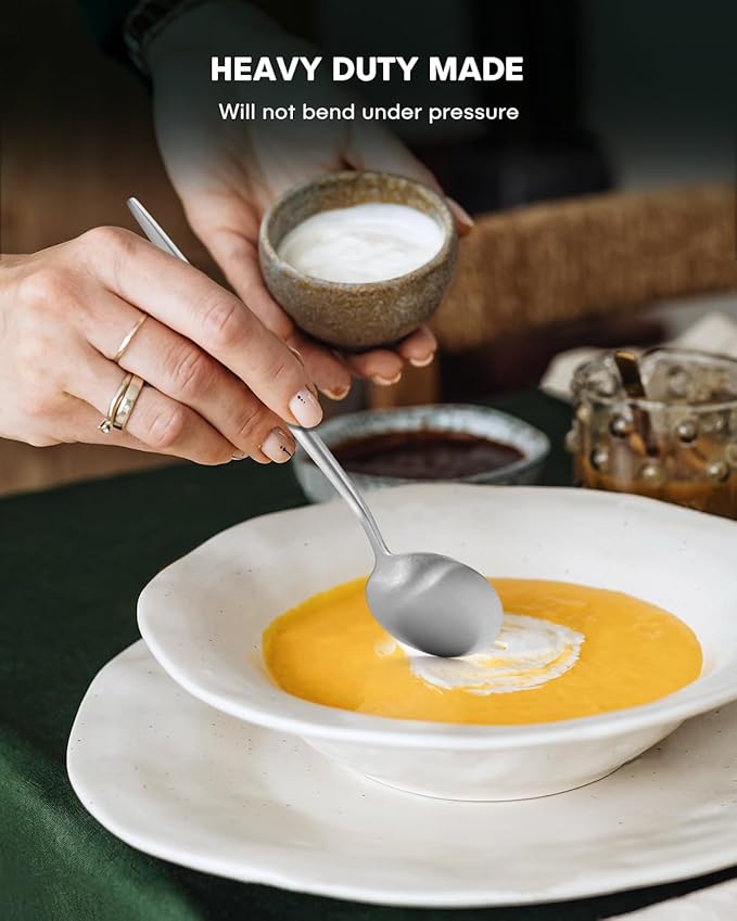 EUIRIO 30-Piece Matte Silverware Set for 6, Stainless Steel Flatware Set, Modern Brushed Thick Cutlery Set with Spoons Forks and Knives, Utensil Sets for Home Kitchen Hotel, Dishwasher Safe