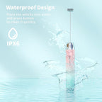 Maestri House Rechargeable Milk Frother with Stand, LunaFro Handheld Electric Foam Maker Waterproof Detachable Stainless Steel Whisk Drink Mixer Foamer for Lattes, Cappuccino