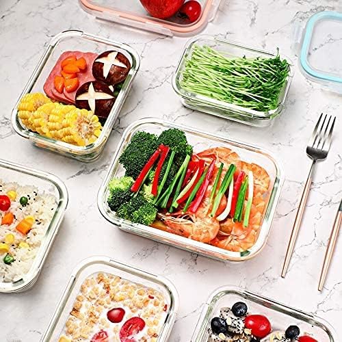 GC glass Food Storage Containers with Lids, Meal Prep Containers, Airtight Lunch Containers Bento Boxes with Snap Locking Lids for Microwave, Oven, Freezer and Dishwasher