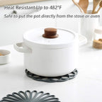 Set of 3 Silicone Trivet Mat - Non-Slip & Heat Resistant Modern Kitchen Hot Pads for Table & Countertop - Trivet for Hot Dishes, Turquoise