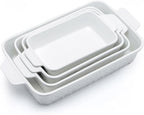 Casserole Dishes for Oven, Baking Dishes, Ceramic Bakeware Sets of 4, Rectangular Baking Pan Set with Handles for Baking, Casserole, Kitchen, Wedding Gift,White