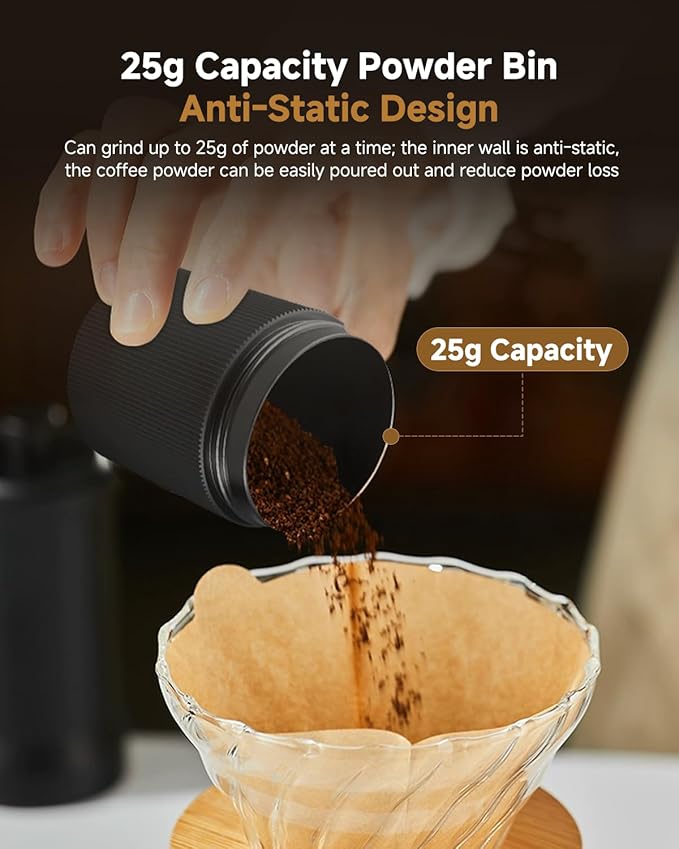Manual Coffee Grinder,Hand Coffee Grinder with 30 Adjustable Settings,CNC 420 Stainless Steel Espresso Conical Burr-Portable Multi-Bearing Design for Pour Over,French Press & Moka pots