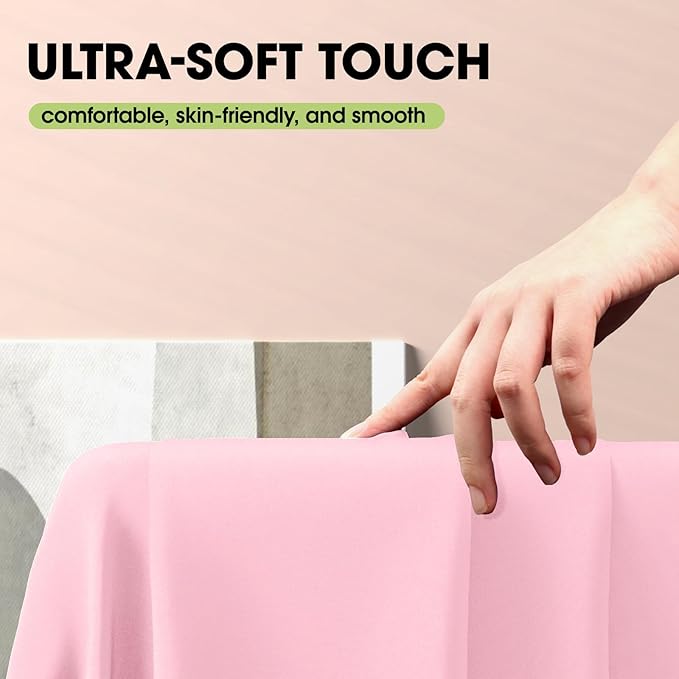 Pureegg Rectangle Table Cloth 60" x 84" – Durable Polyester Tablecloth Offers Reusable & Washable Protection, Ideal for Outdoor Party, Picnic, Wedding, Banquet and Birthday, Pink