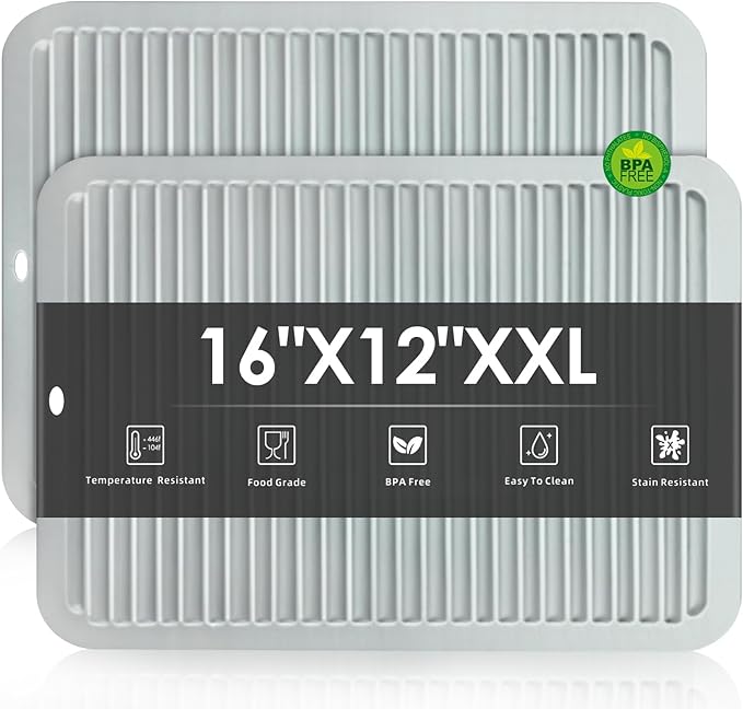 2 Pcs Gray Silicone Trivets 16"x12" Heat Resistant Trivets for Hot Pots and Pans Nonslip and Heat Resistant Hot Pads Silicone Square Trivet Mat Heat Resistant Mats for Countertop