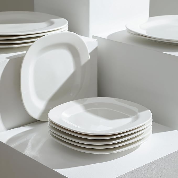 Stone Lain Quadro 4-Piece Salad Plate Set Porcelain, White